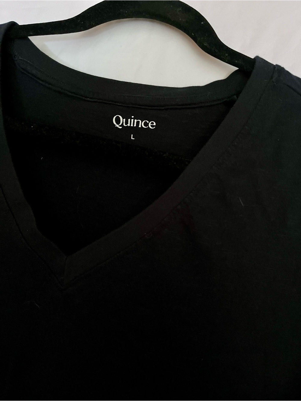 Quince Black V-Neck Short Sleeve Tee